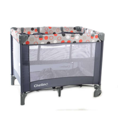 Camp Cots Chelino Lilo Baby Camp Cot Red/Grey Dots was sold for